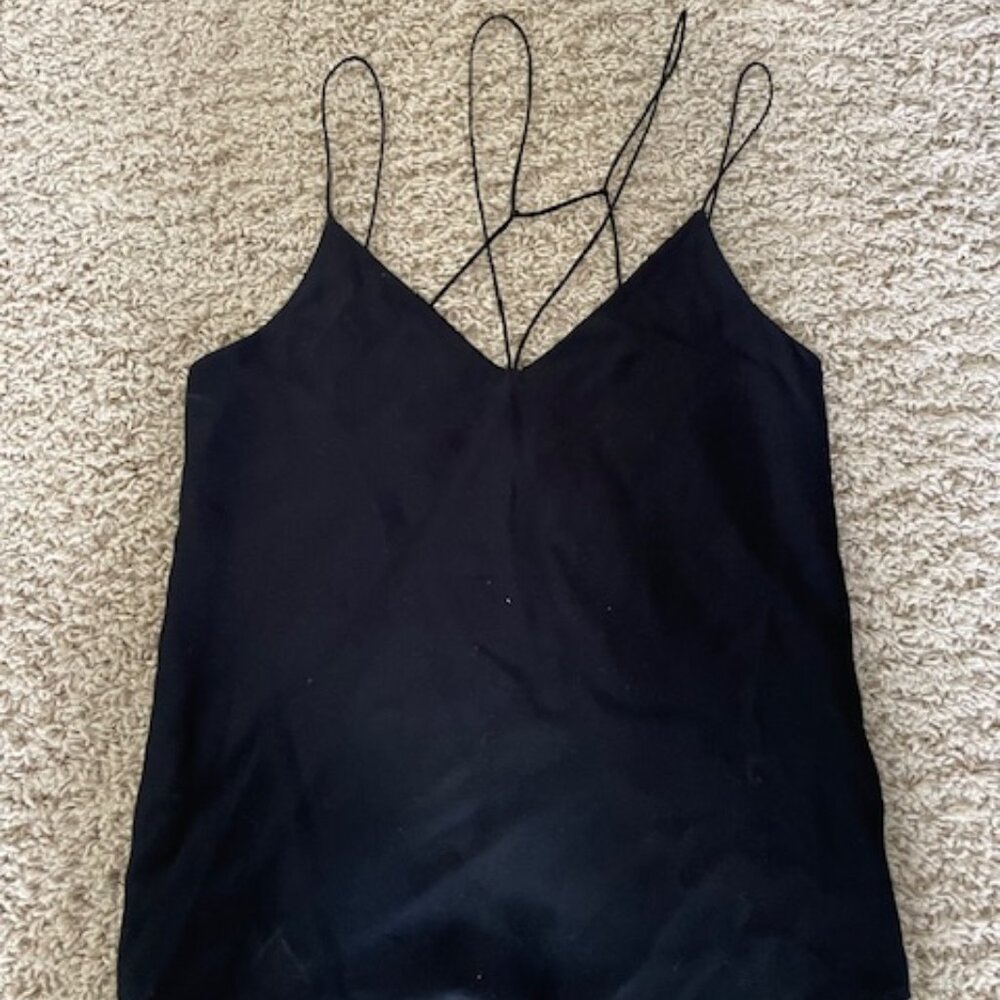 Black Size XS Spaghetti Strap, Lightweight Silk Top - Great Condition